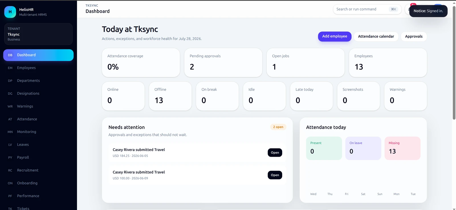 People Operations and HR Platform: interface 3