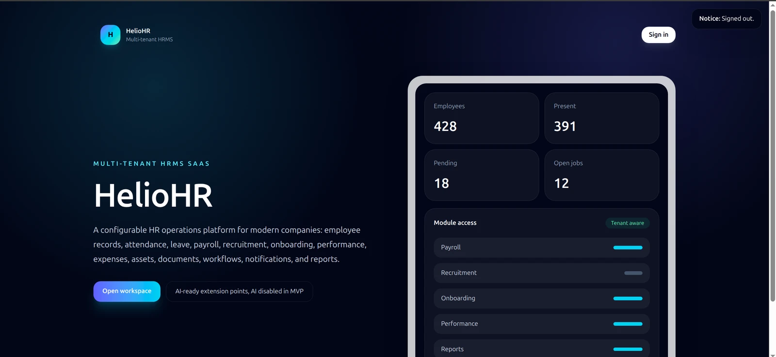 People Operations and HR Platform: interface 1